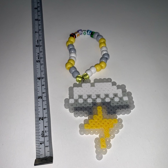 🌩⚡️LIGHTNING BOLT PERLER BEAD KANDI BRACELET - Picture 2 of 2